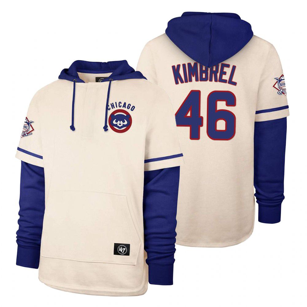Men Chicago Cubs #46 Kimbrel Cream 2021 Pullover Hoodie MLB Jersey